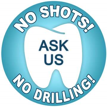 No Shots! No Drilling! Ask Us badge
